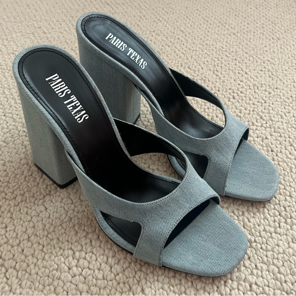 Paris Texas Denim Block Heels